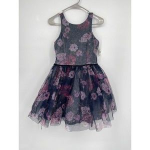 Lilt XL 14/16‎ Floral Tulle Party Dress Kids Navy Pink Metallic ND476950RZ
